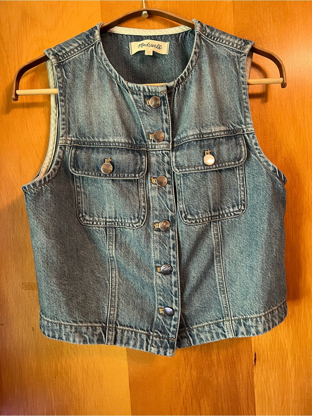 Madewell Light Blue Airy Denim Button-Front Vest